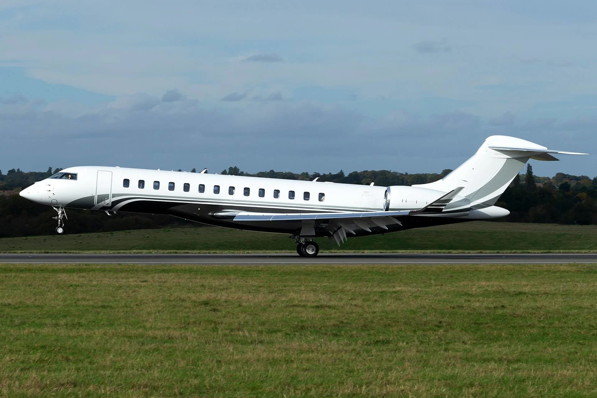 Ultra long range jet on runway